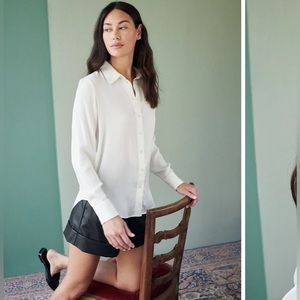 Quince Washable Stretch Silk Blouse Ivory – XS